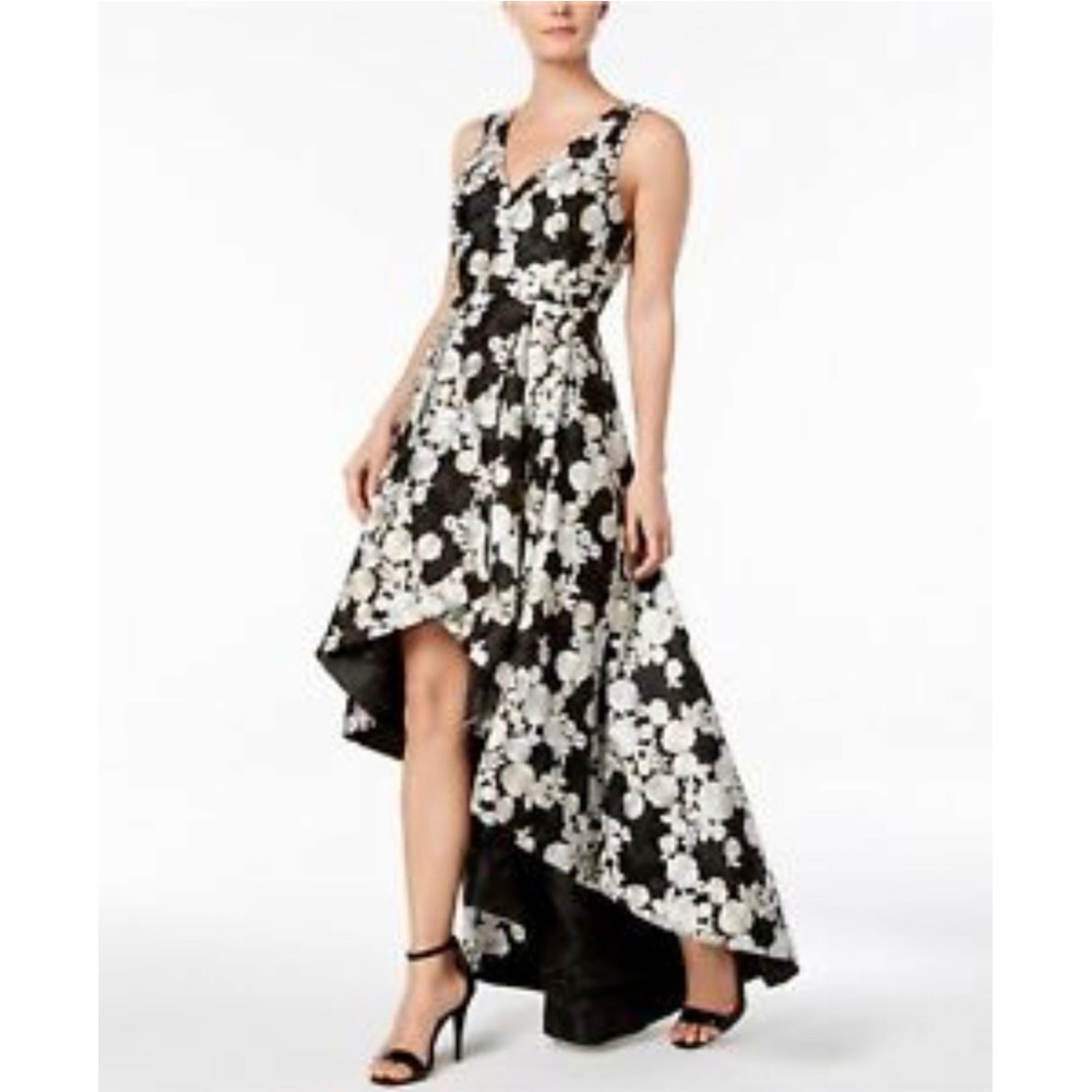 EUC Calvin Klein High Low Embroidered Floral Gown